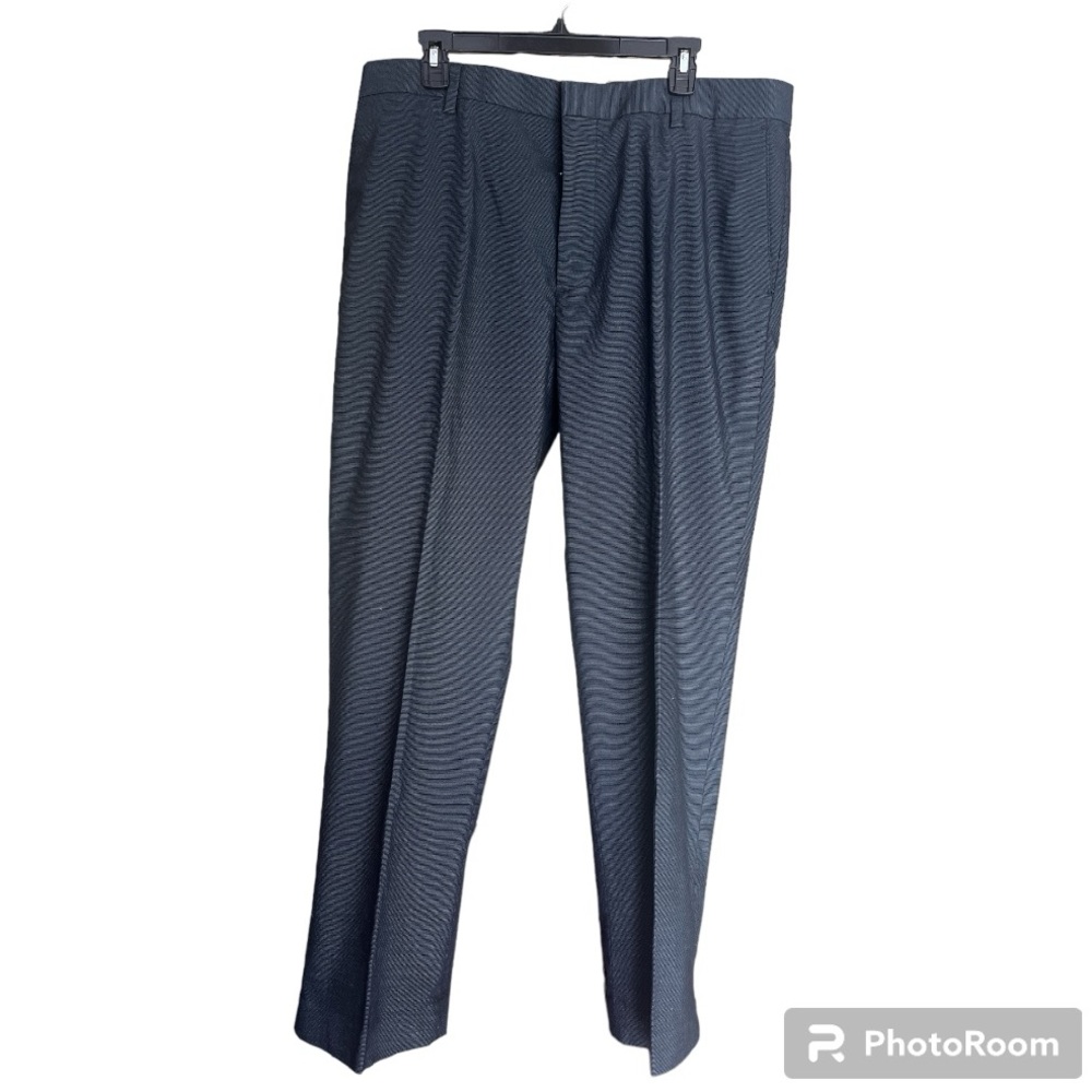 Kirklands Dress pants in blue with small gray weave pattern 36” X 30”